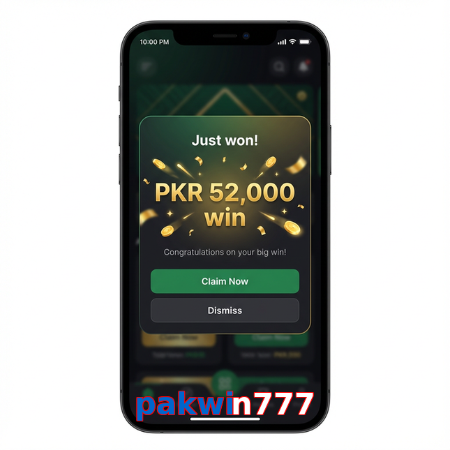 Main screen of Pakwin777 win page for PK players